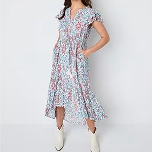 FRYE AND CO. Floral Print Midi Dress Size XXL NWT Plus Size Flowy country jewel